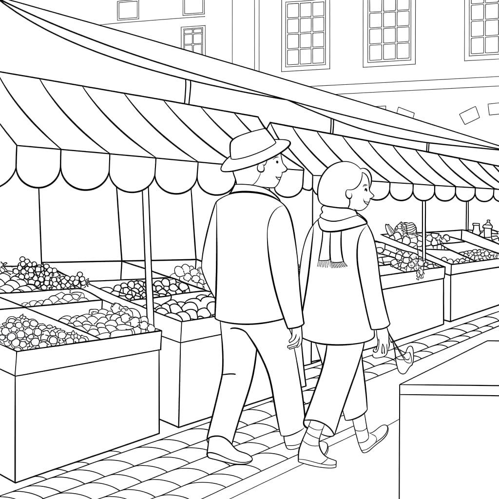 Pasangan itu pergi ke pasar