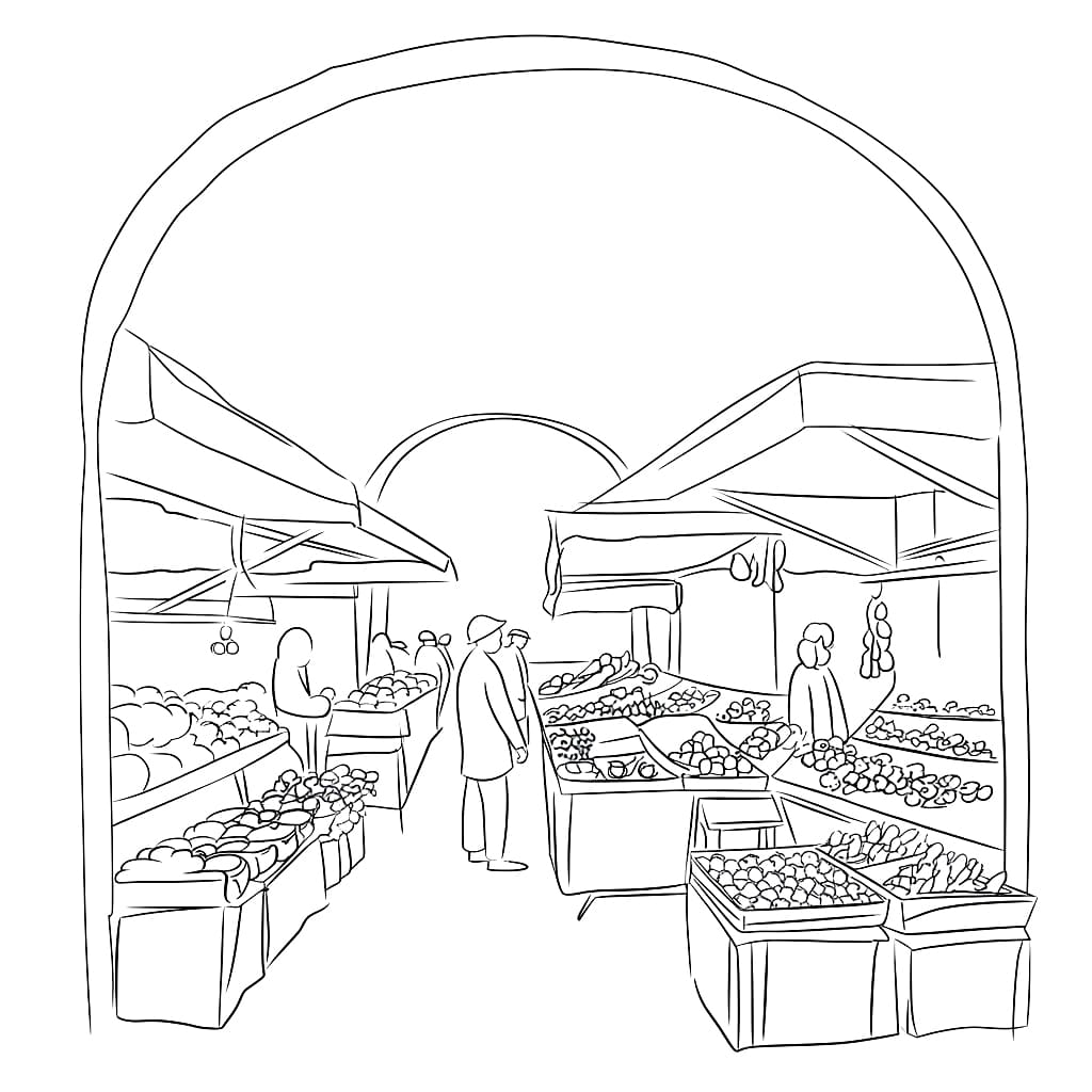 Pasar ini memiliki gerbang lengkung