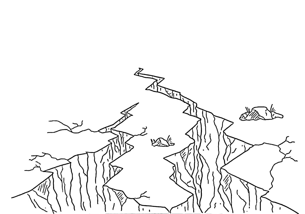 Retakan besar akibat gempa bumi
