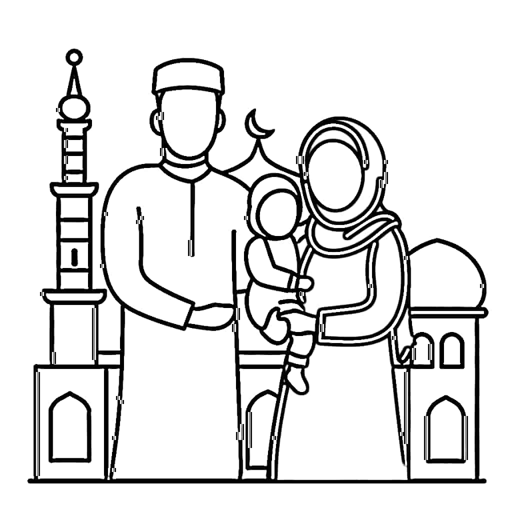 Sketsa Keluarga Muslim Sederhana