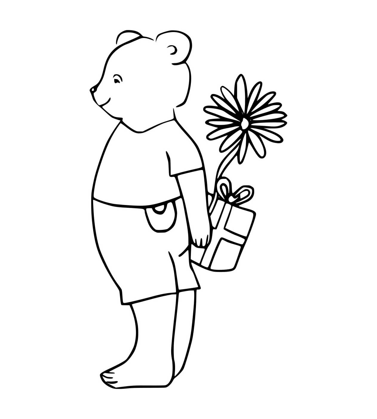 Beruang Muda Memegang Hadiah