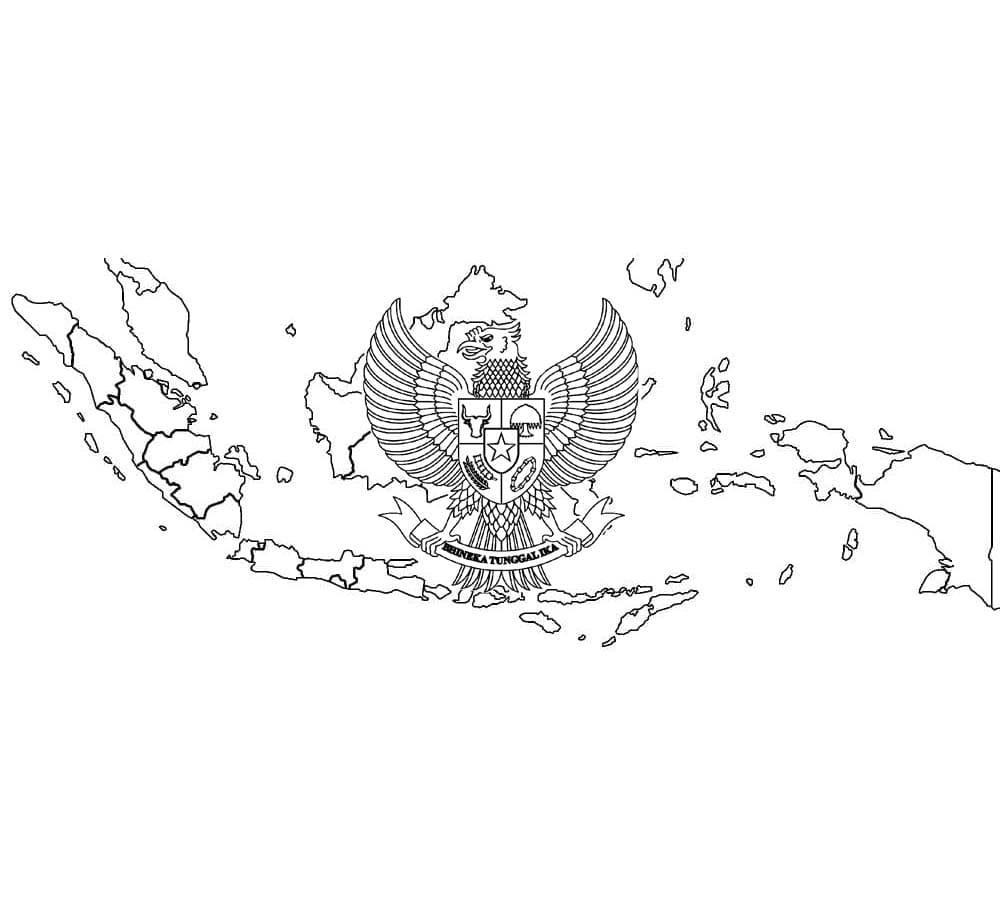 Garuda Pancasila dengan peta Indonesia