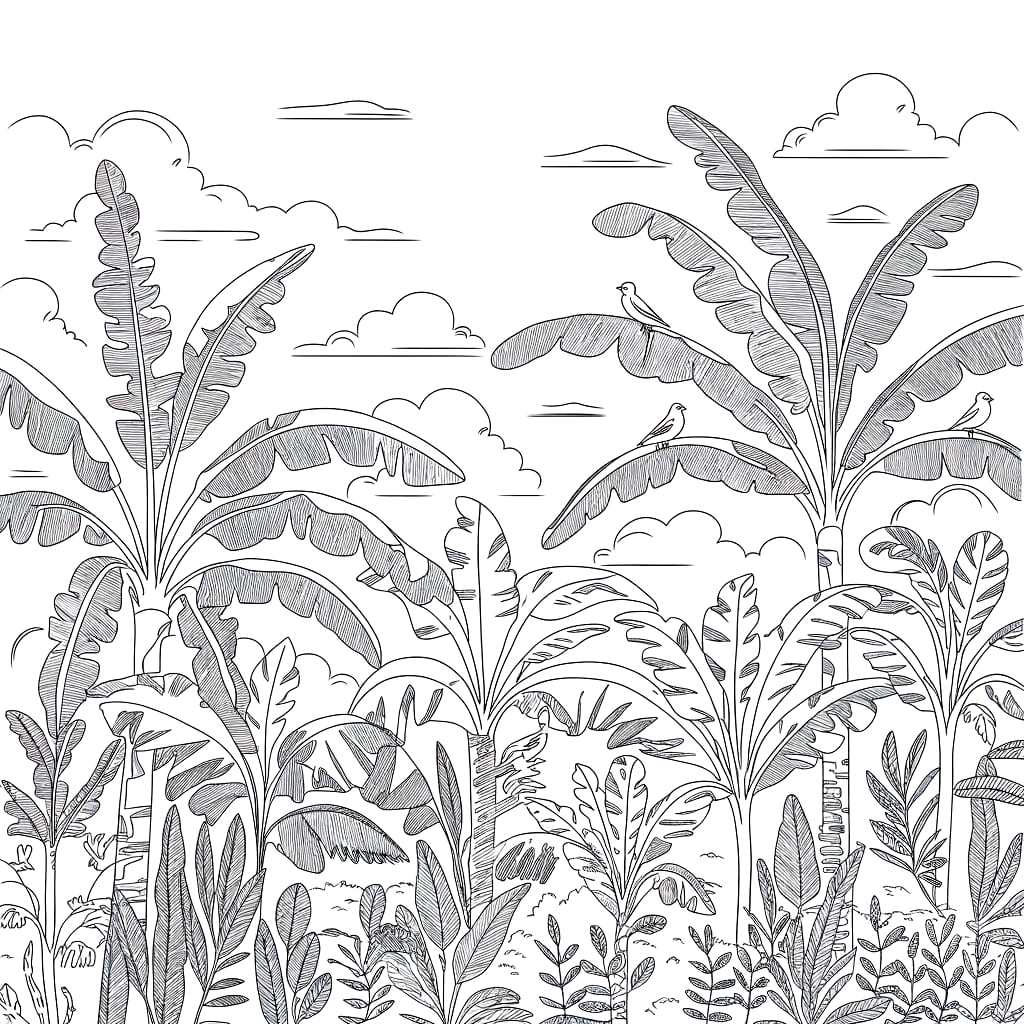 Lanskap taman pohon pisang