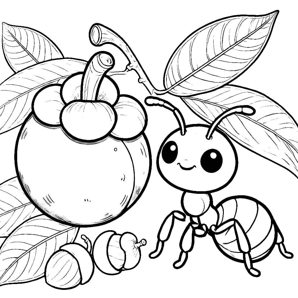 Manggis dengan semut lucu