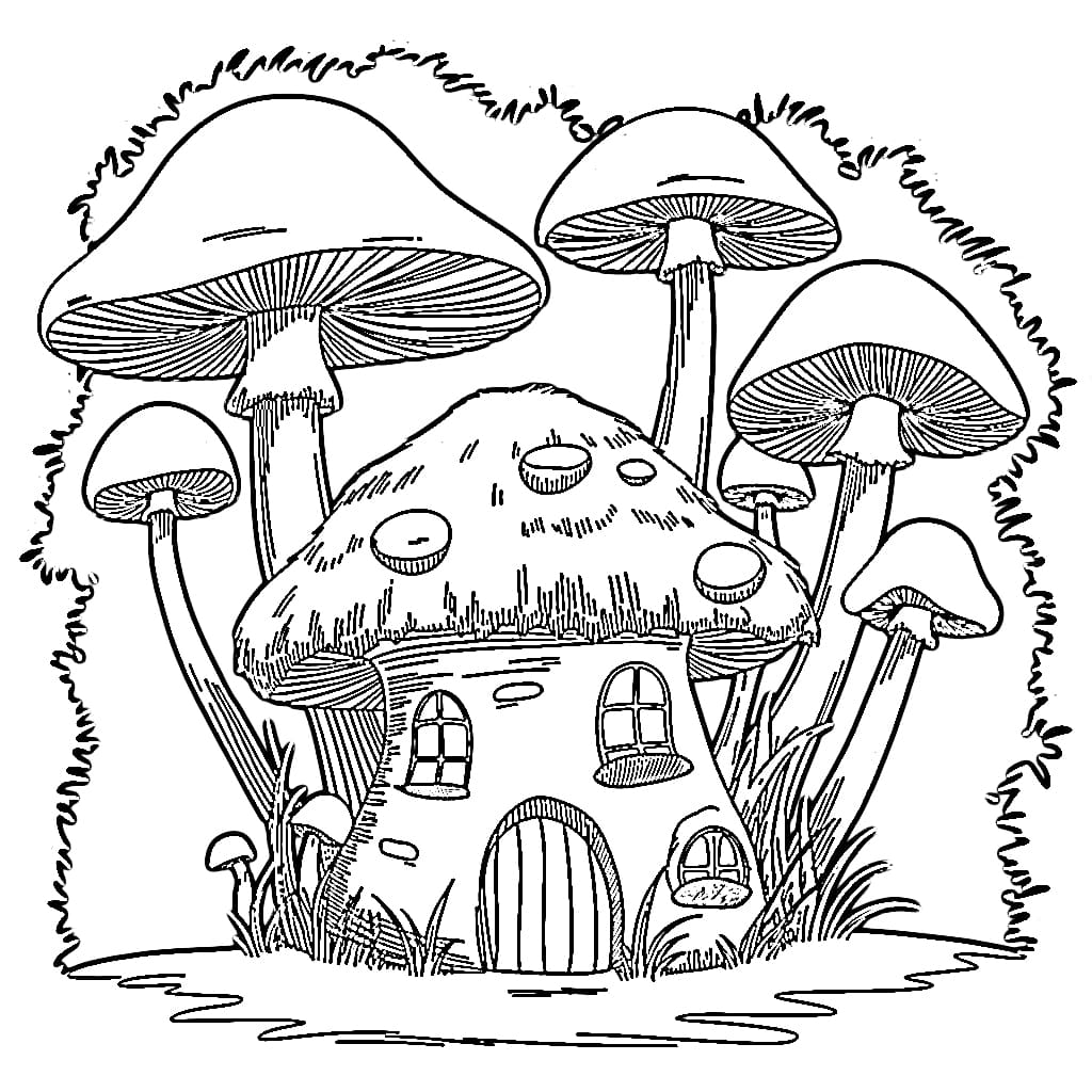 Menggambar rumah jamur