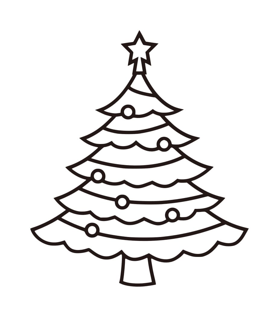 Pohon Natal dengan Bintang dan Enam Bola