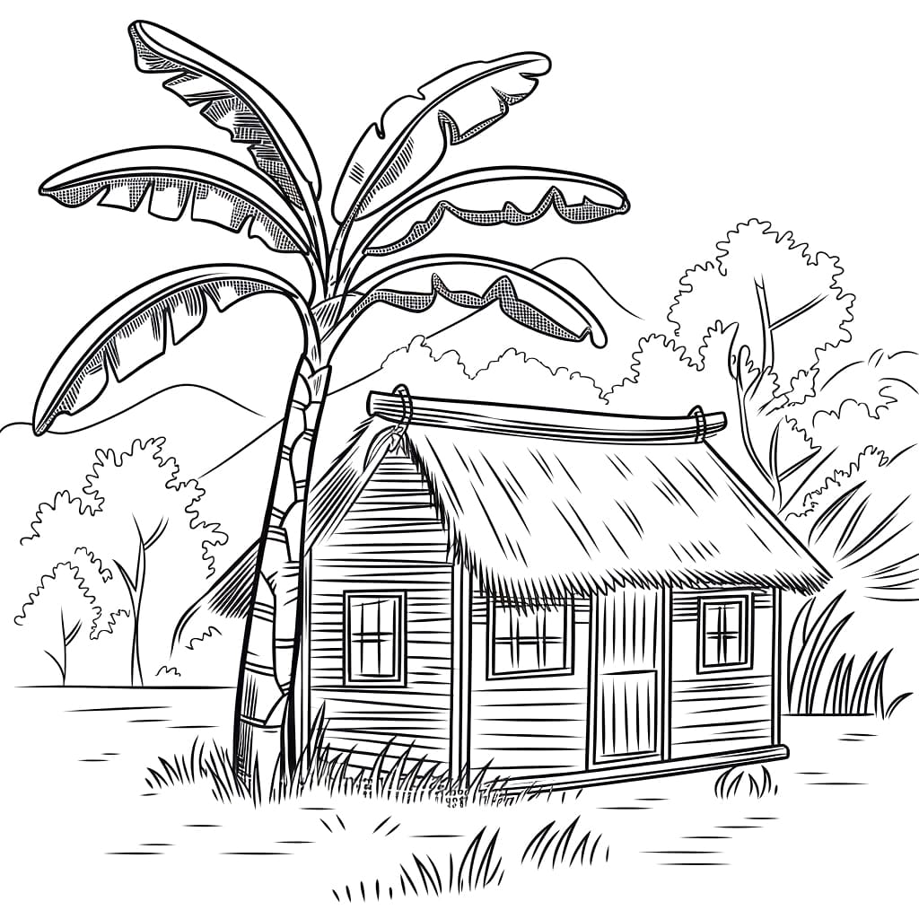 Pohon pisang dan rumah