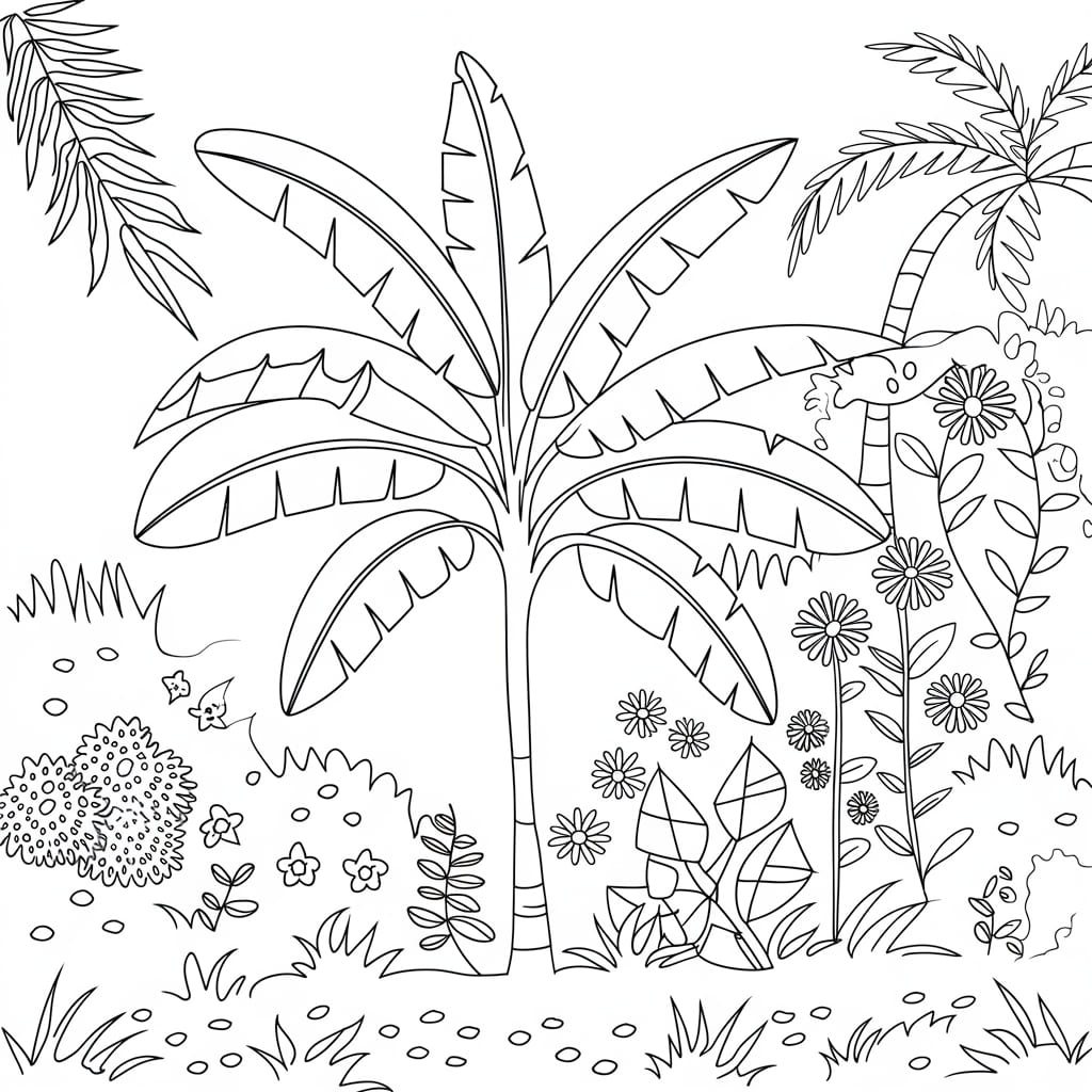 Pohon pisang kecil di taman