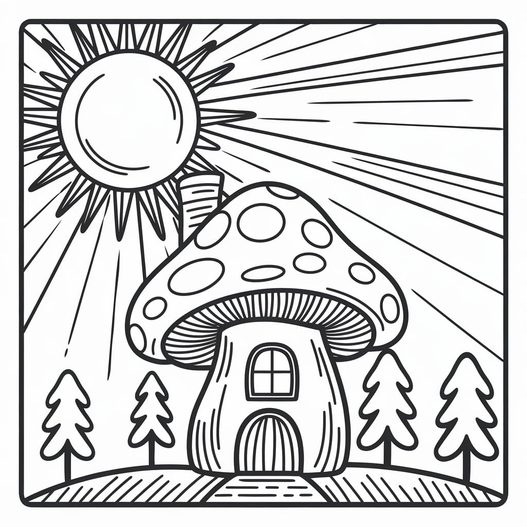 Rumah jamur dan matahari