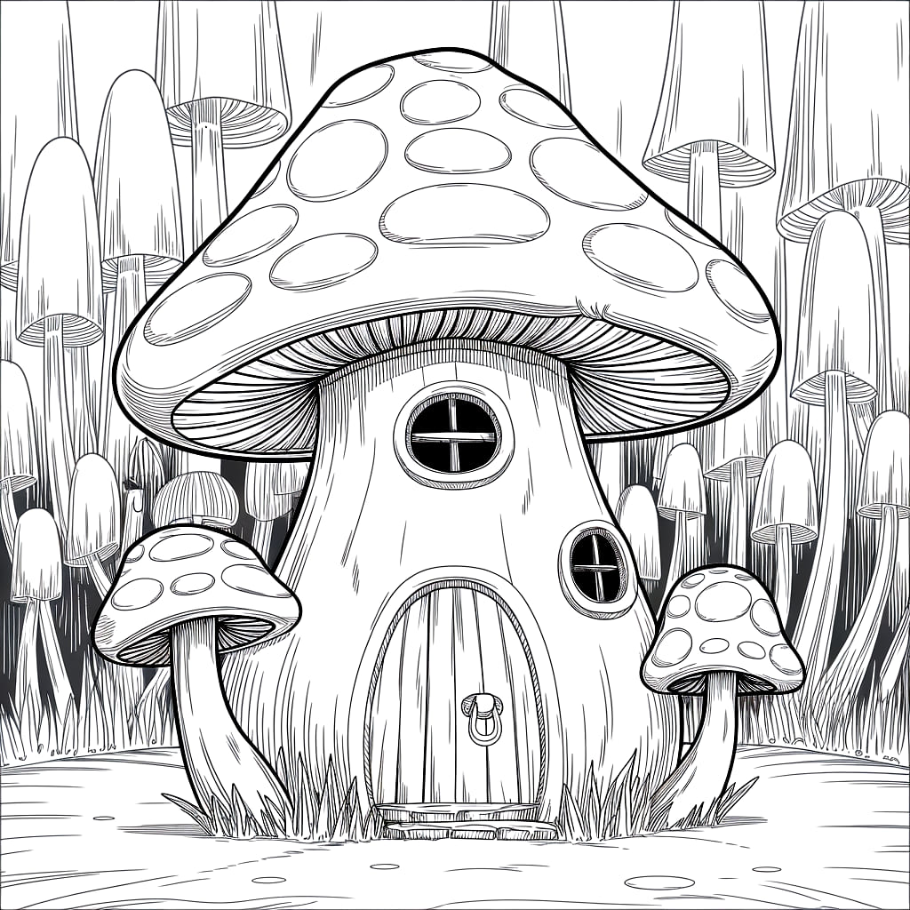 Rumah jamur di hutan jamur