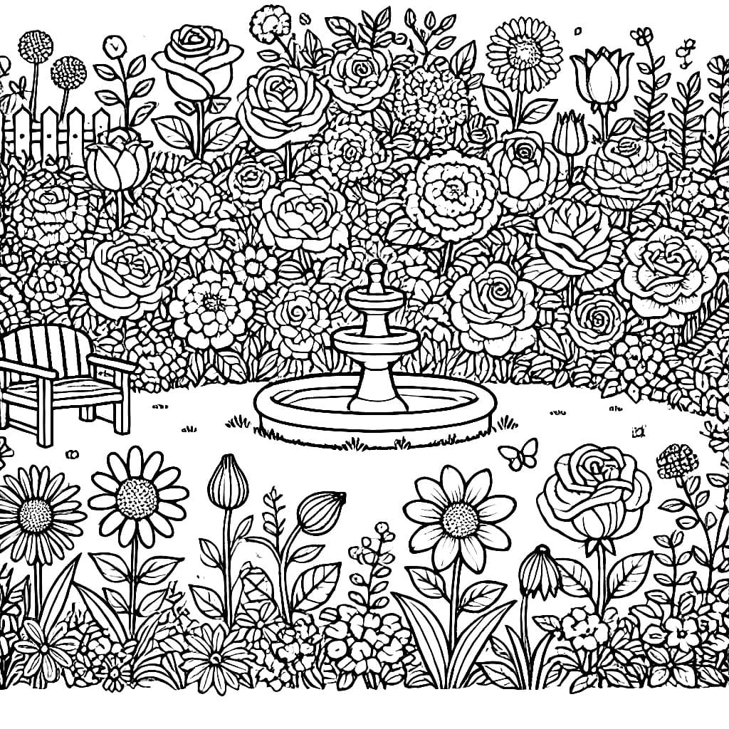 Taman bunga dan air mancur