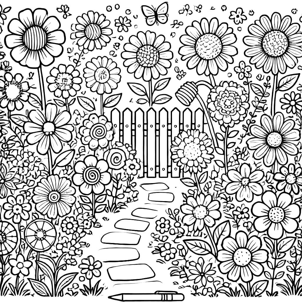 Taman bunga dan pagar