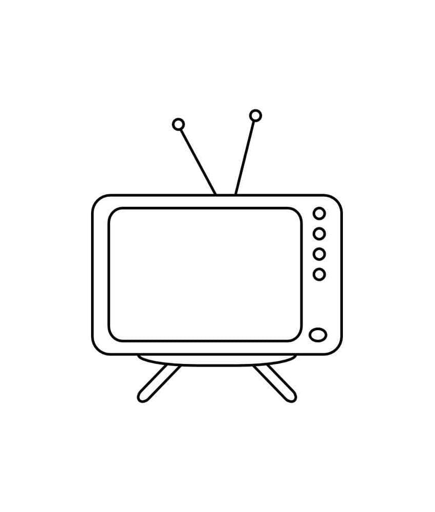 Televisi memiliki antena dan dudukan