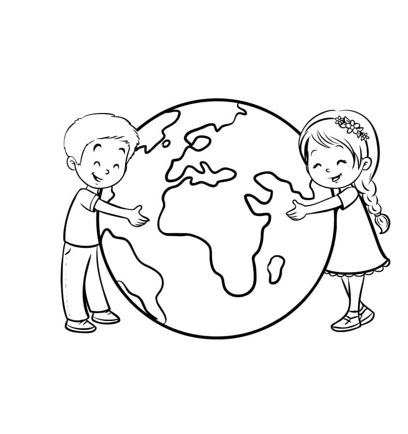 Anak laki-laki dan perempuan Selamatkan Bumi