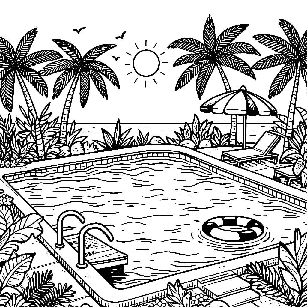 Kolam renang di bawah matahari