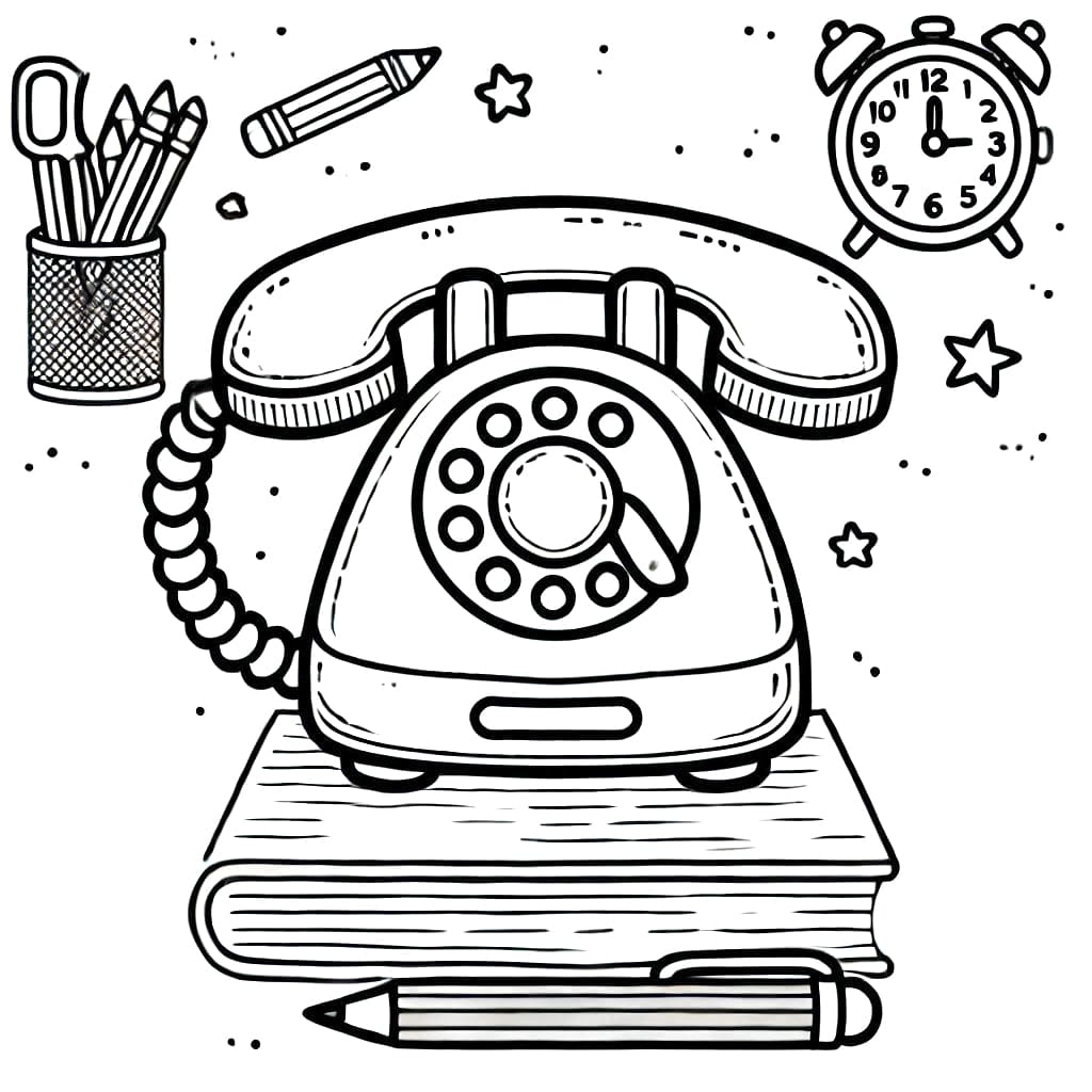 Telepon Dengan Buku Dan Jam