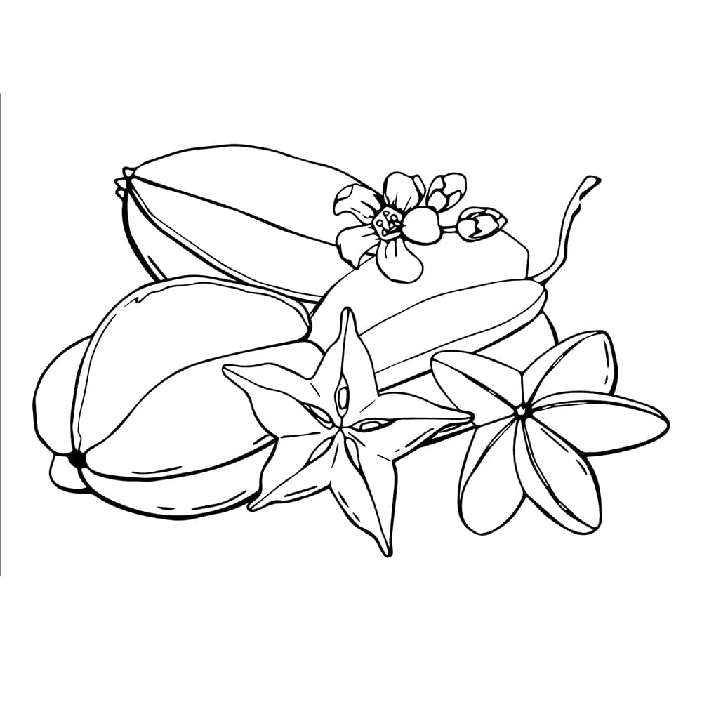 Buah belimbing dengan bunga