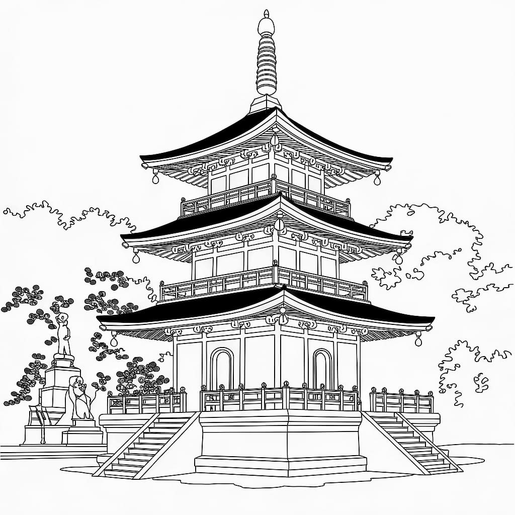 Cetak Klenteng dan pohon