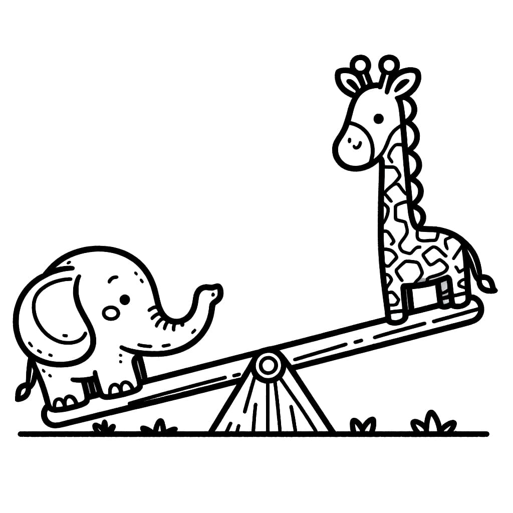 Gajah dan Rusa di Jungkat jungkit