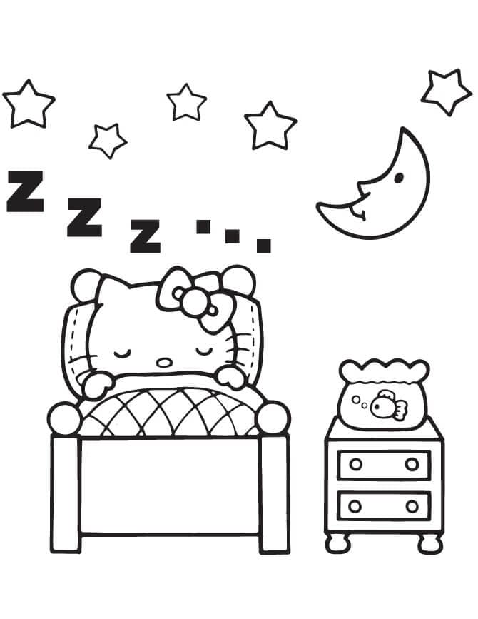 Hello Kitty Tidur di Kamar Tidur