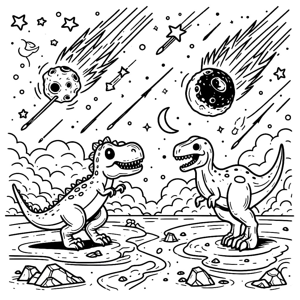 Meteor dan dua dinosaurus
