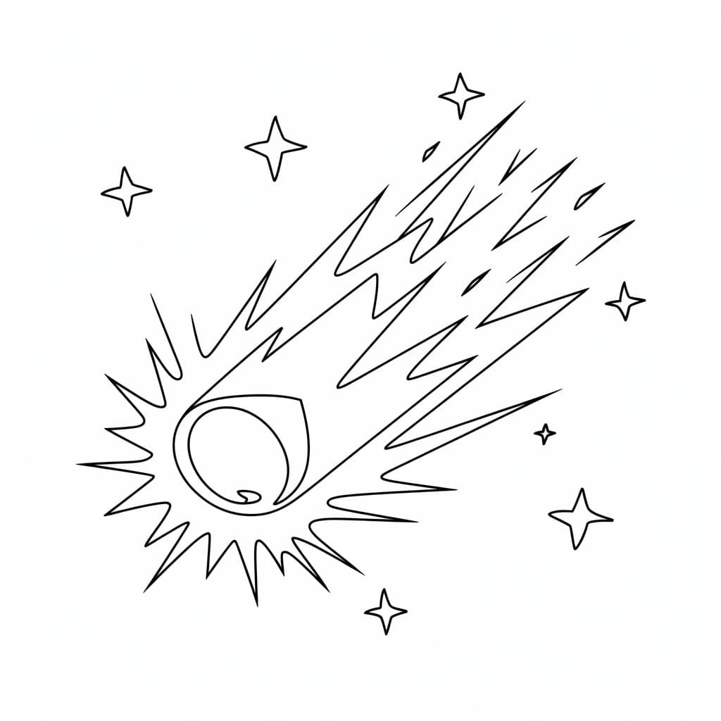 Meteor di langit dengan bintang