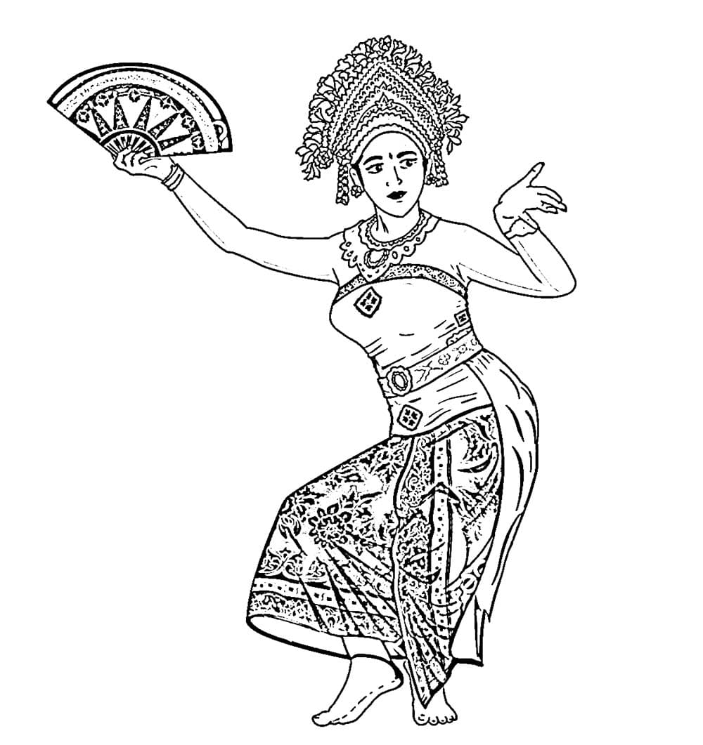 Penari Bali dengan kipas