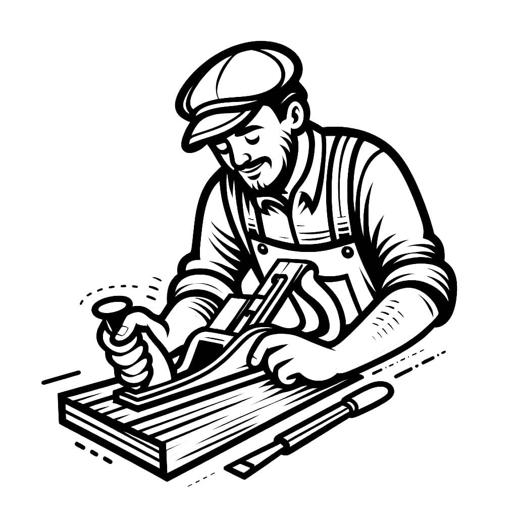 Tukang kayu berkonsentrasi