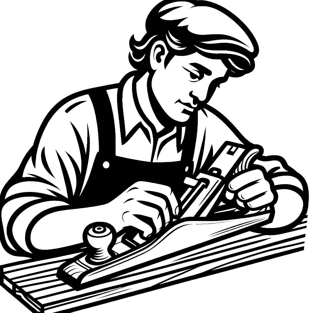 Tukang kayu memegang pesawat