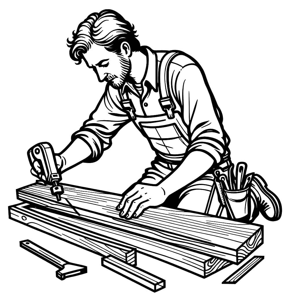 Tukang kayu mengukur