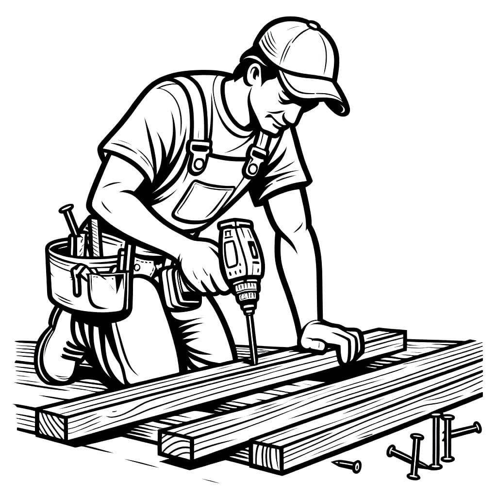 Tukang kayu sedang bekerja