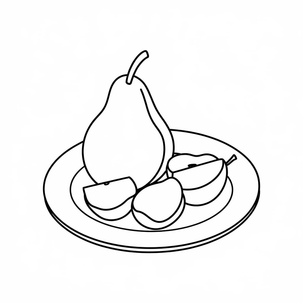 Buah pir atas piring