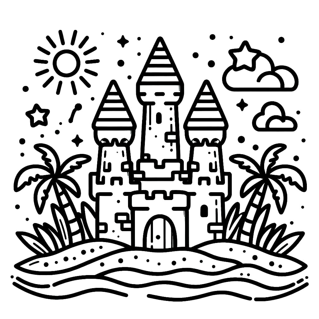 Istana pasir dan pohon