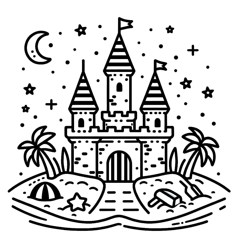 Istana pasir di malam hari