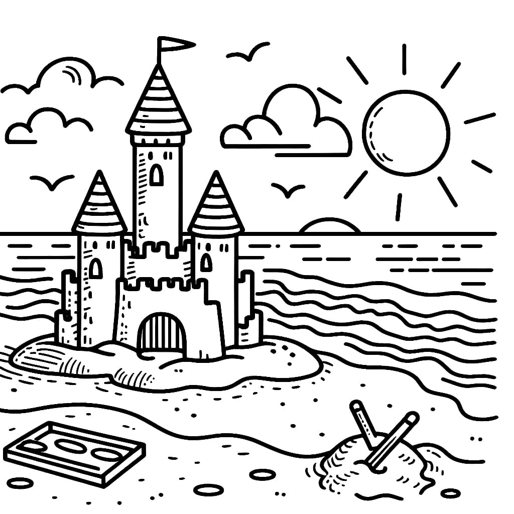 Istana pasir yang indah dan matahari