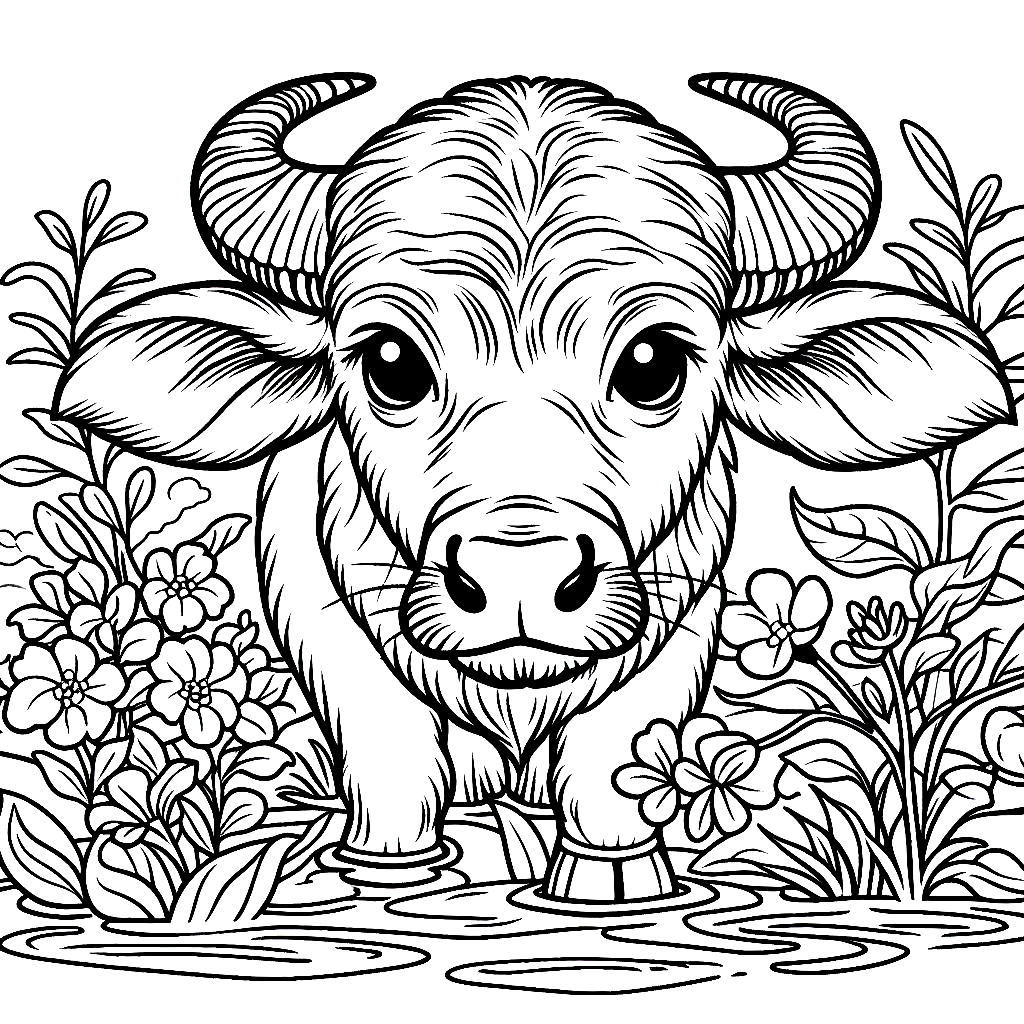 Kerbau Pendek dan Bunga