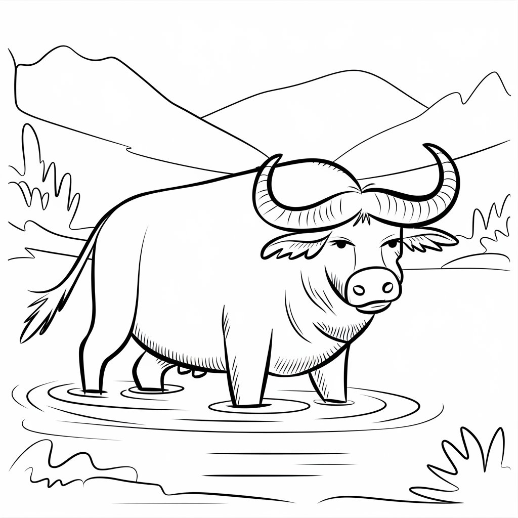 Kerbau sedih di dalam air