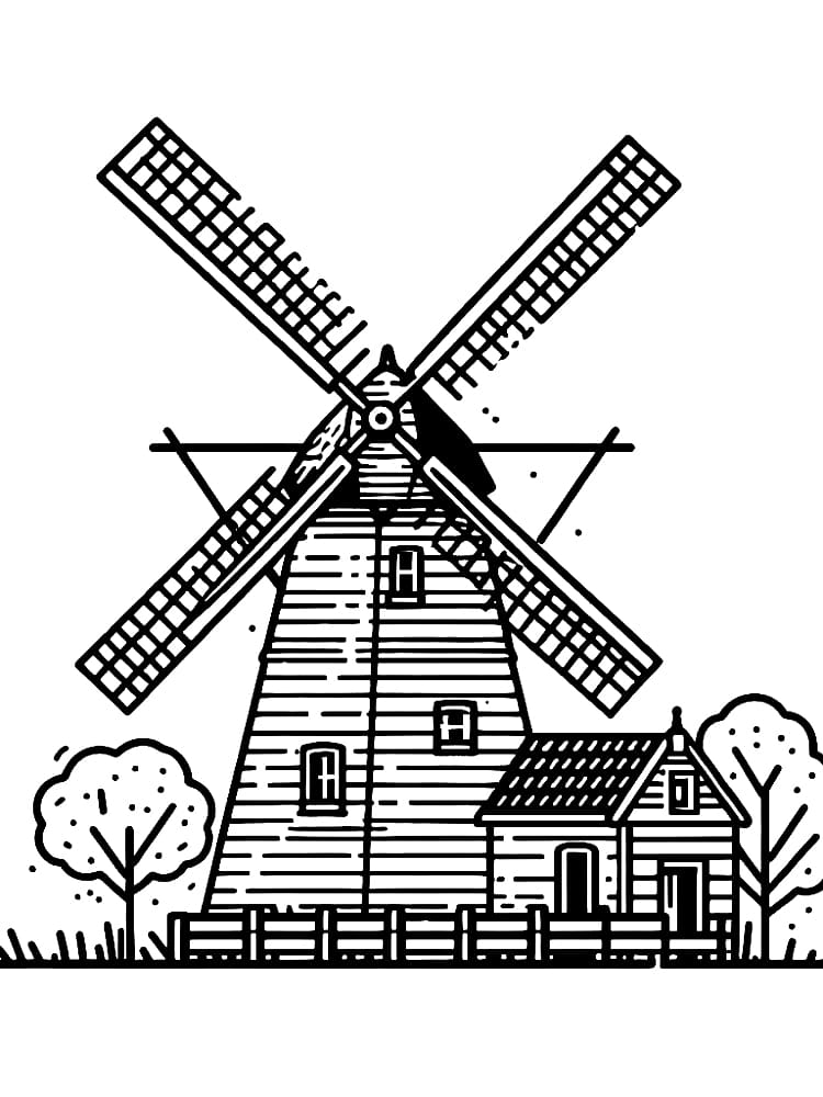 Kincir angin dan rumah kecil