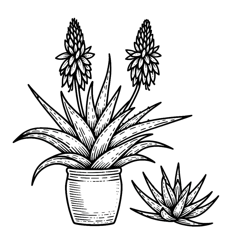 Lidah buaya dengan bunga