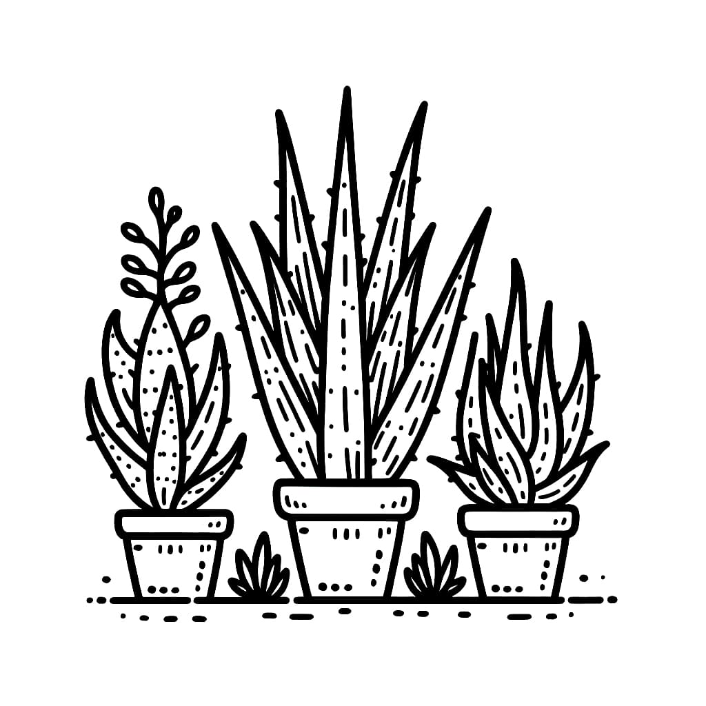 Tiga pot lidah buaya