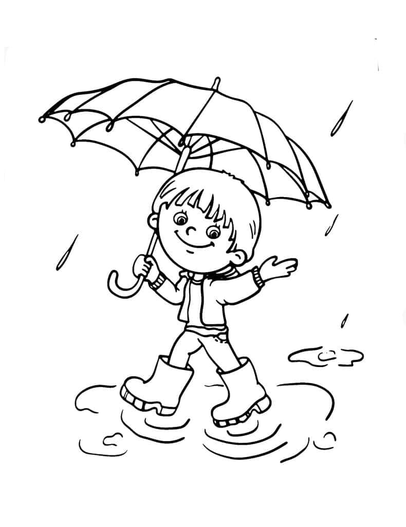 Anak berjalan di tengah hujan