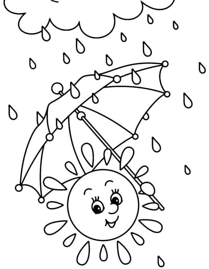 Matahari tersenyum dan awan hujan