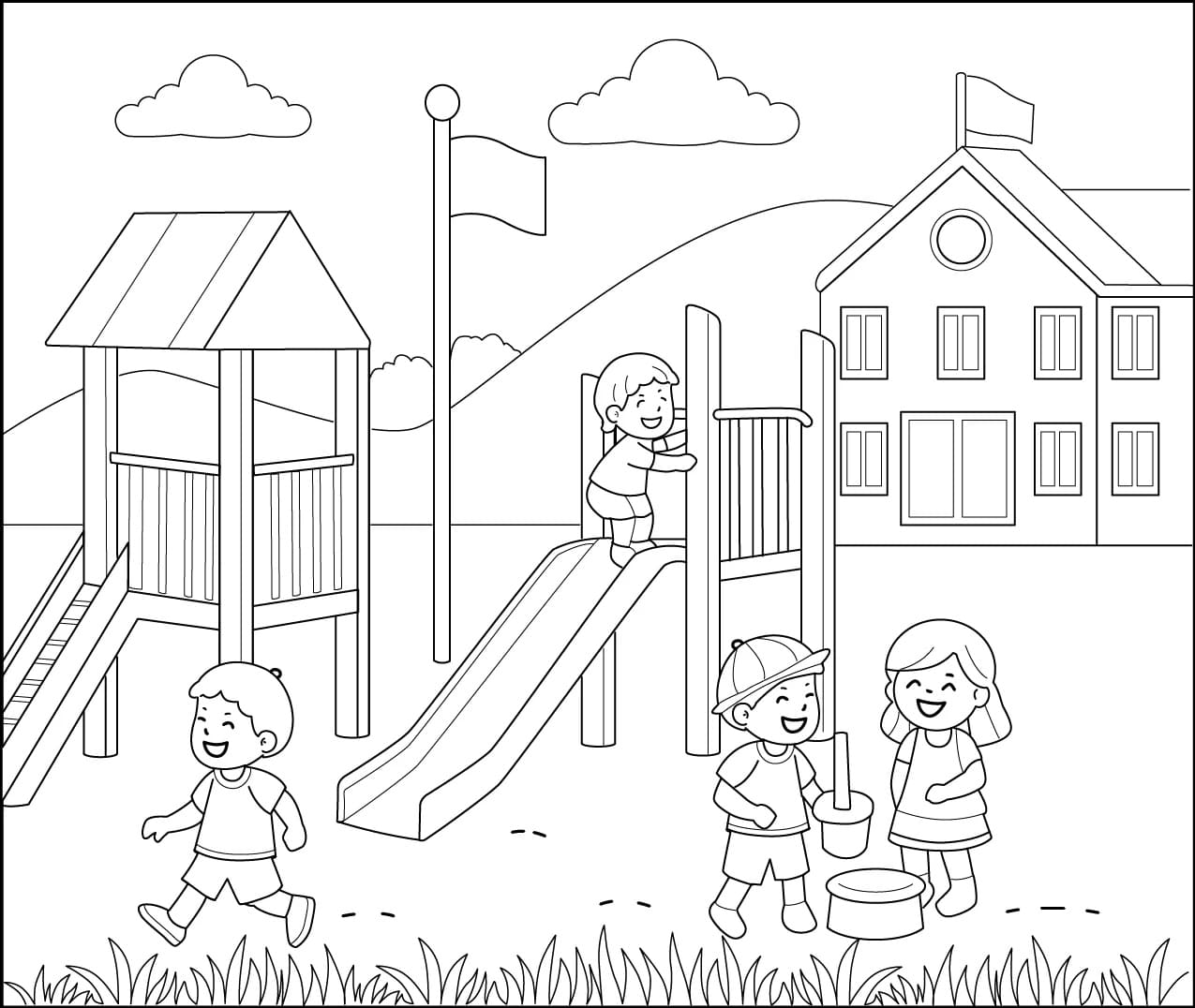 Anak bermain perosotan