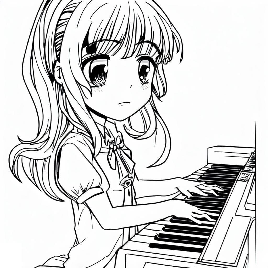 Gadis Anime Memainkan Piano