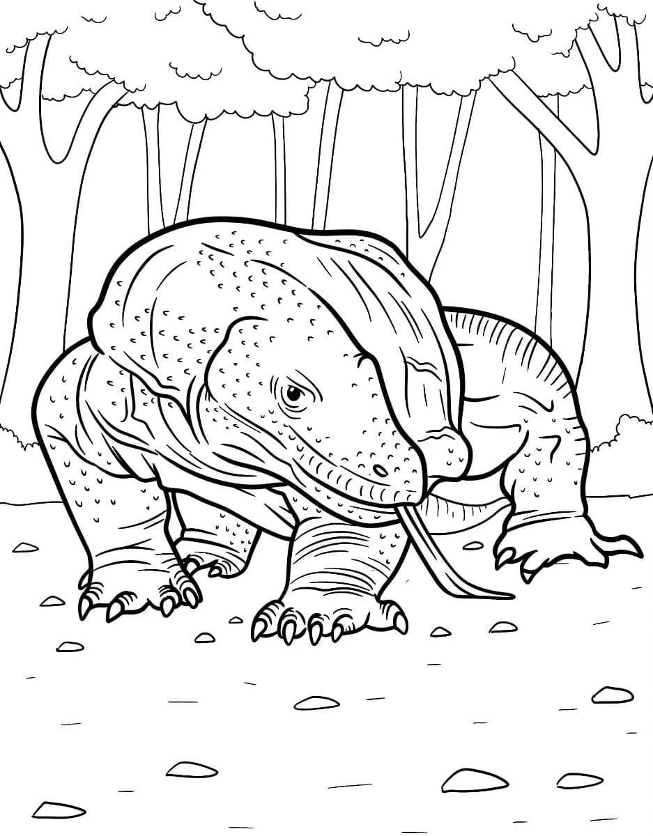 Komodo Besar Dengan Lidah Terjulur