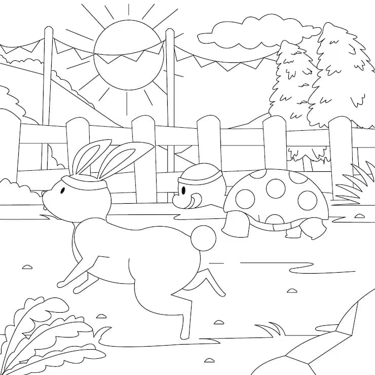 Menggambar kelinci di Pedesaan