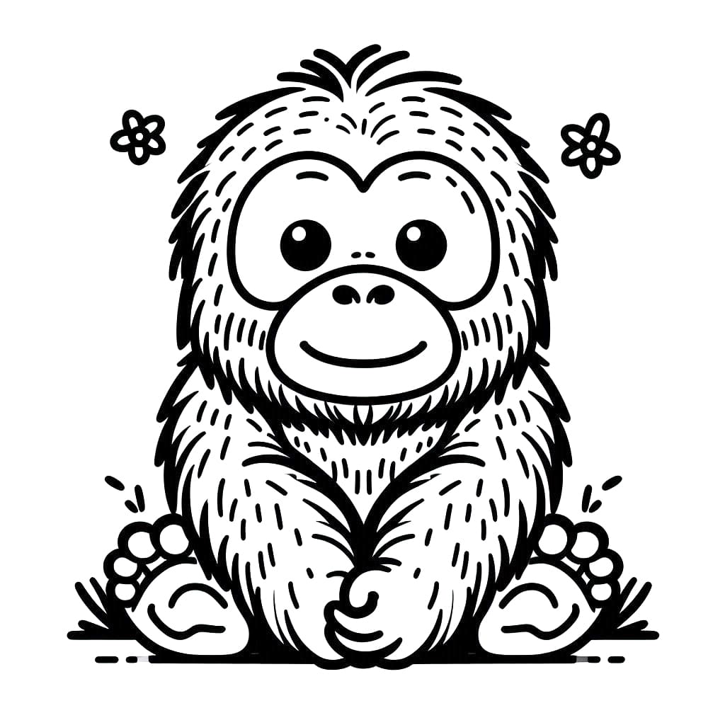 Orangutan sedang duduk