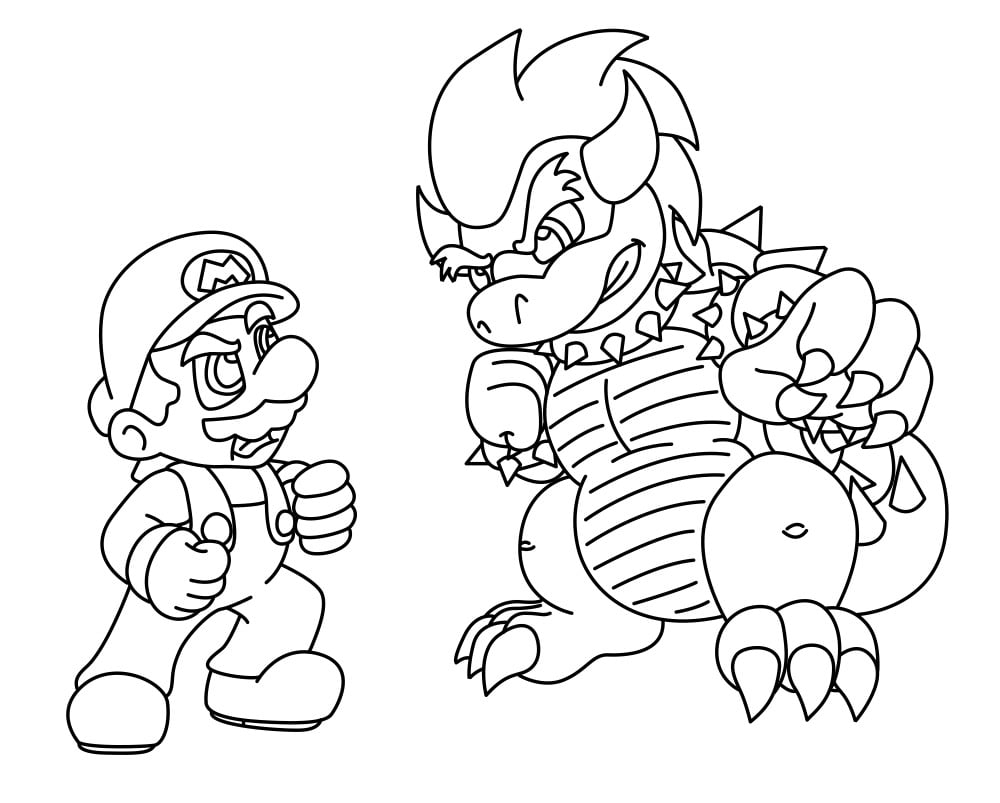 Mario bertarung melawan Bowser Koopa