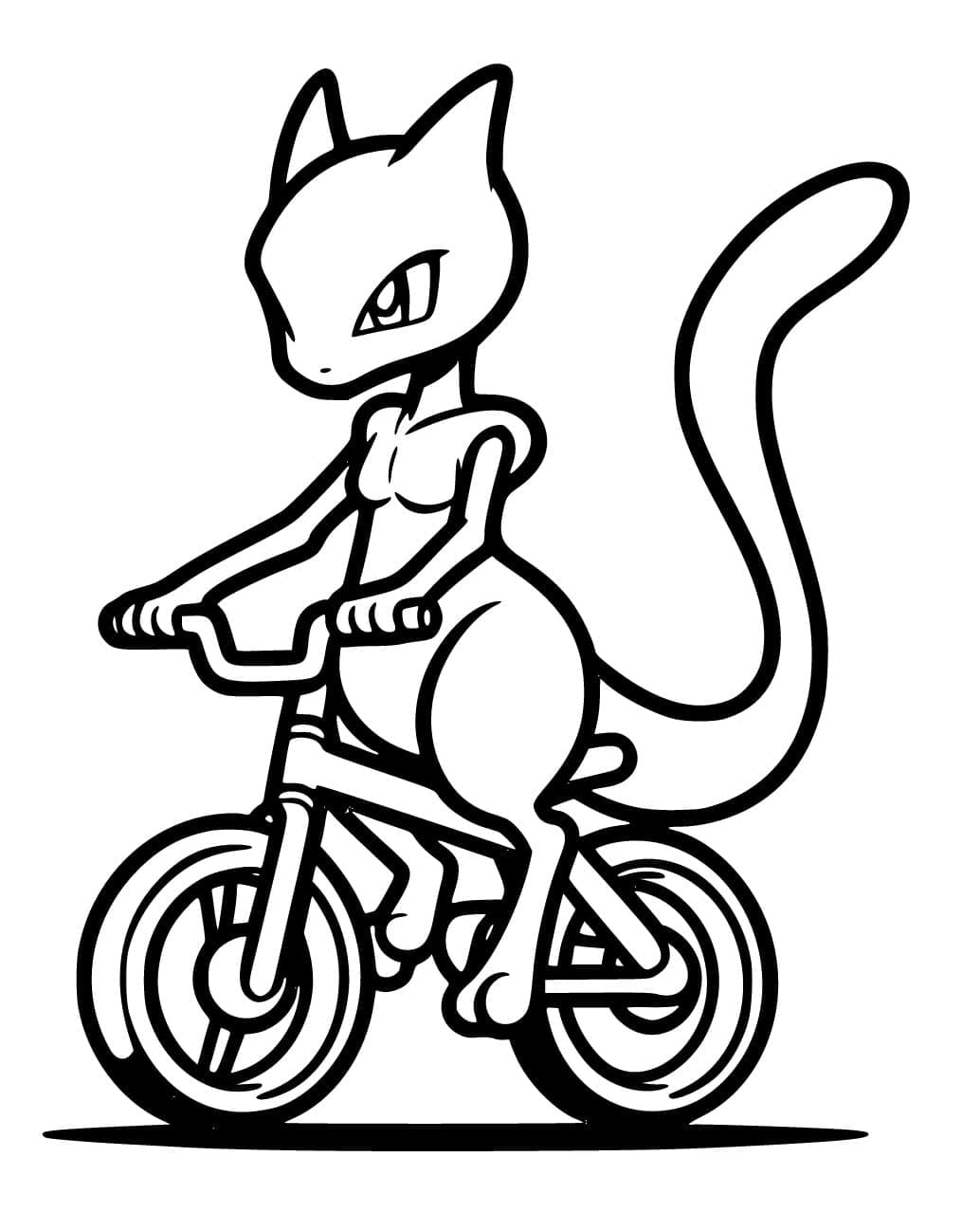 Mewtwo Sedang Mengendarai Sepeda