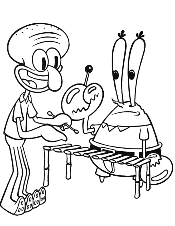 Tuan Krabs memainkan musik